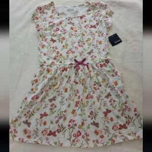 Basic Editions White Floral Butterfly Bees Kids Dress